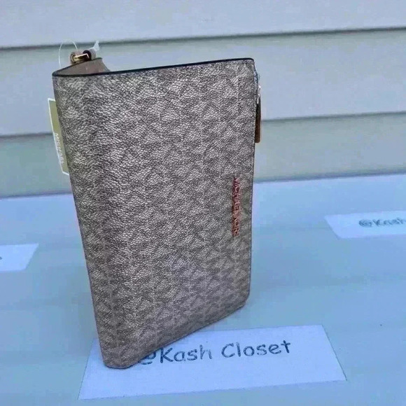 Michael Kors Double Zip Wristlet Wallet MK Signature Rose Gold - Picture 3 of 8